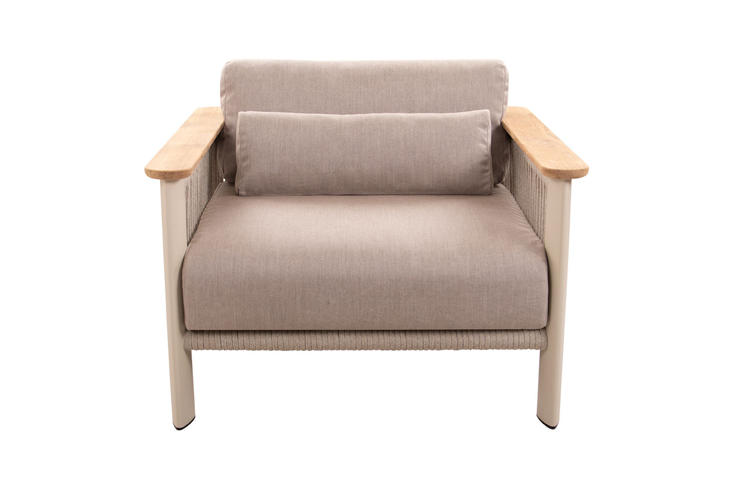 Carla Alu Lounge Chair, Coated Linen, Linen Wide Rope, Frame Only